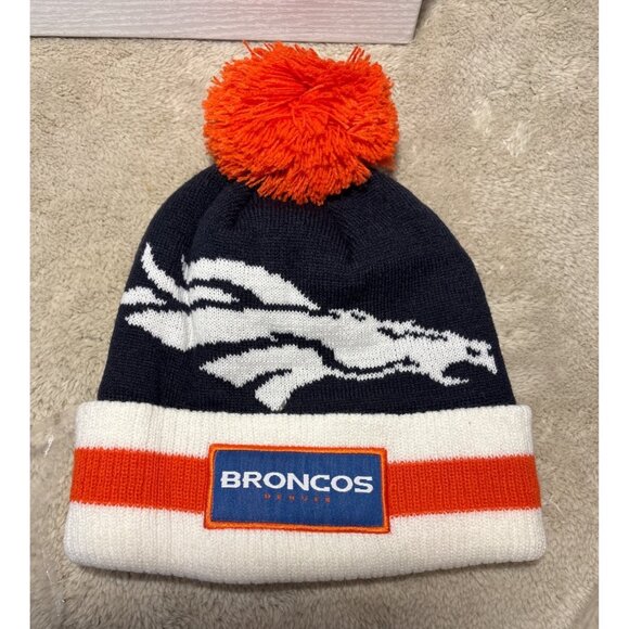 Denver Broncos Knit Beanie Hat Toque Navy Blue Orange Pom Bud Light  NFL Footbal - Picture 6 of 6